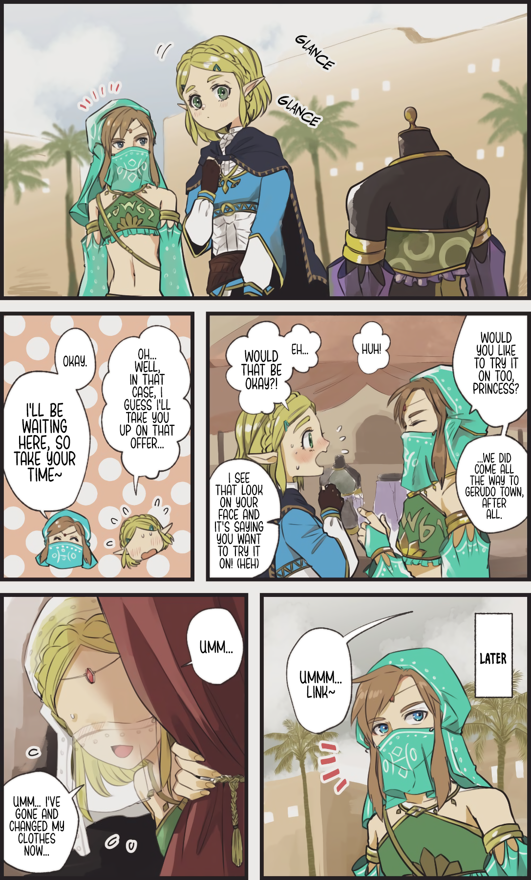 The Legend of Zelda: Breath of the Wild - I Know About a Store in Gerudo  Town that Sells a White Outfit - 0 - Oneshot - Page 1 | Danke.moe